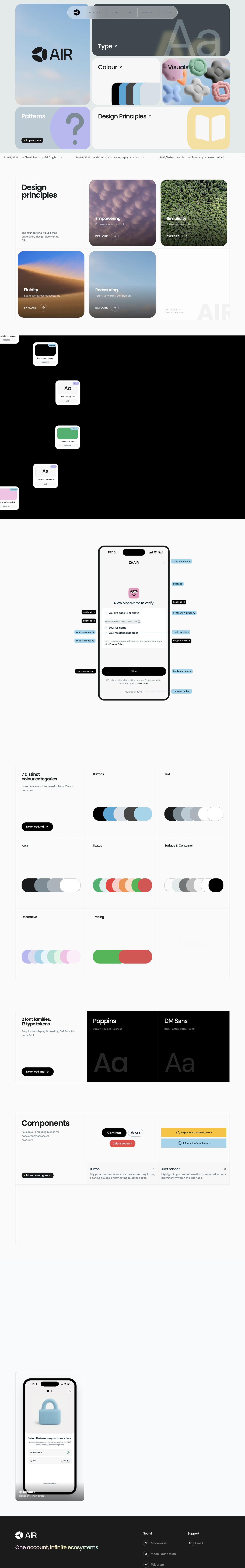 AIR design system foundations: bento grid, tokens, principles